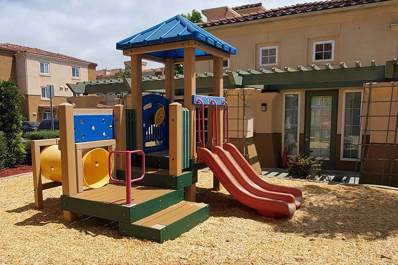 Playground near building